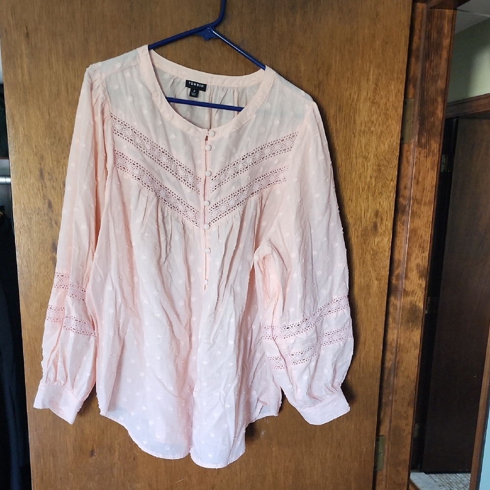 Torrid Blush Eyelet Blouse - Picture 3 of 4